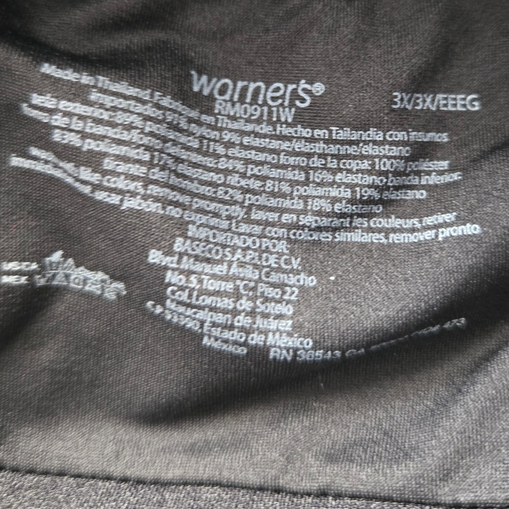 Warner's Black Comfort Bra Size 3x - Picture 3 of 3